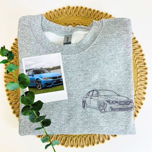(Personalized Custom car photo Outline Embroidered sweatshirts and hoodies for car lover